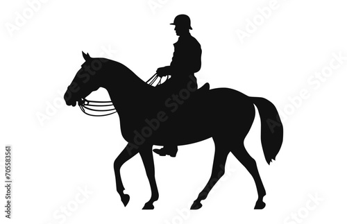 A Cavalry black Silhouette isolated on a white background, a Silhouette of a Cavalry soldier on horseback black Vector