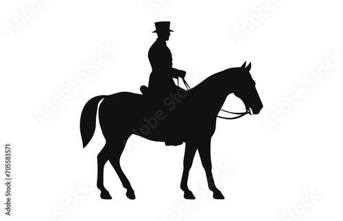 A Cavalry black Silhouette isolated on a white background  a Silhouette of a Cavalry soldier on horseback black Vector