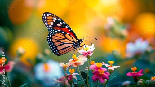 Ein Schmetterling auf einer Blumenwiese. Macro Aufnahme der Natur
