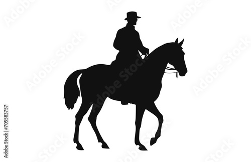 A Cavalry black Silhouette isolated on a white background  a Silhouette of a Cavalry soldier on horseback black Vector