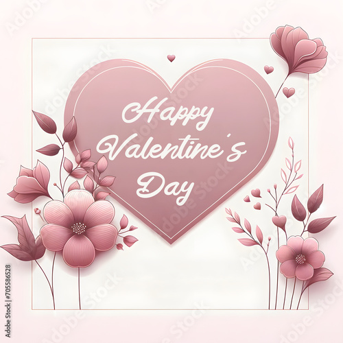 Happy Valentine's day card, background, festive romantic concept with harts and flowers