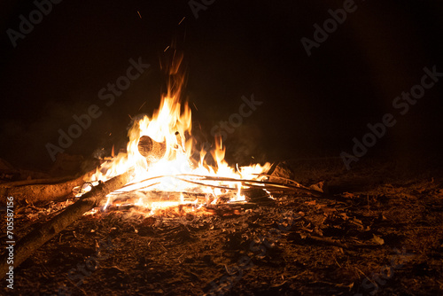Campfire at a campsite