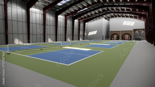 indoor pickleball court inside the warehouse building photo