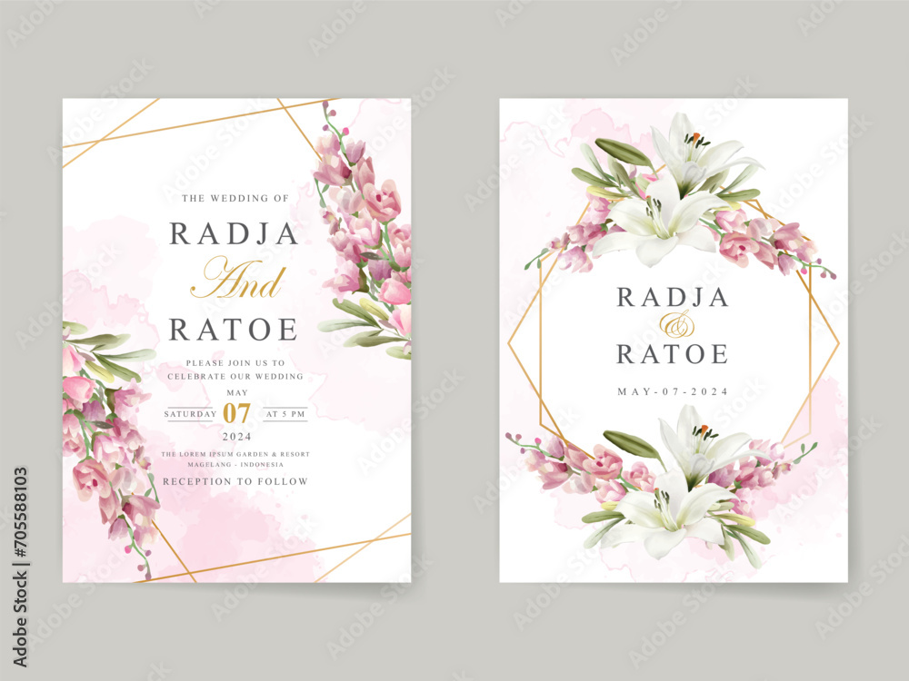 elegant floral wedding invitation card set