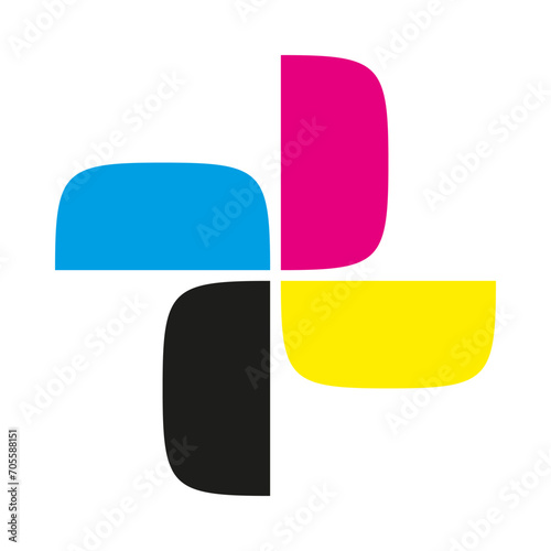 Four Rotating CMYK Half Squircles Icon