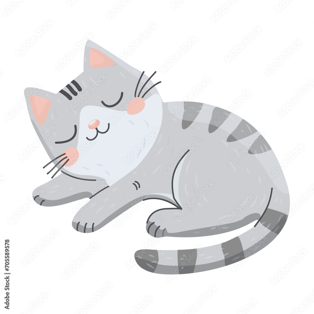 Naklejka premium vector illustration of kitty sleeping, cat sleeping