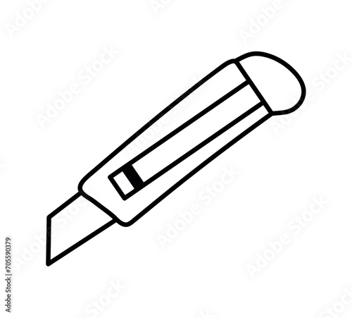 School element of colorful set. This minimalist design of a clerical knife in outline style symbolizes the precision and attention to detail that is essential in education. Vector illustration.