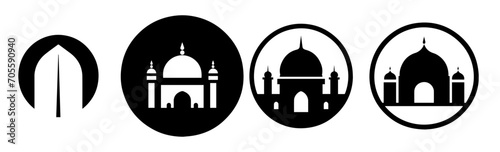 black and white silhouettes of mosque 