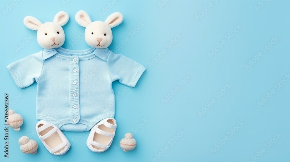 Cherished Moments: Top View Photo Frame with Knitted Blanket, a Cozy Concept of Baby Boy's Childhood Memories and Family Love in Soft Blue Cherished Moments: Top View Photo Frame with Knitted Blanket, a Cozy Concept of Baby Boy's Childhood Memories and Family Love in Soft Blue