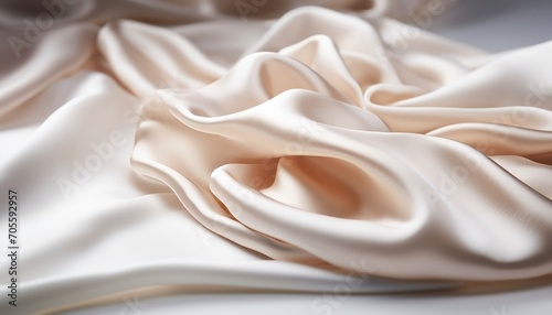 Elegant crumpled white silk fabric with luxurious and sophisticated background design