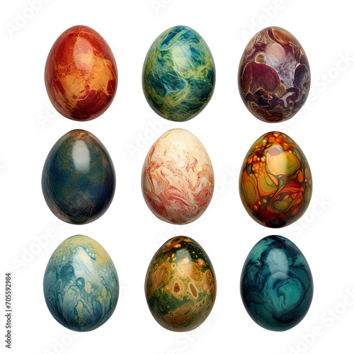 Set of Easter eggs isolated on white background 
