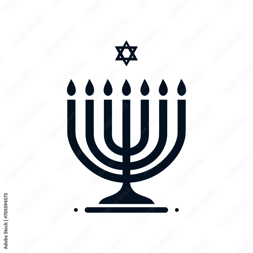 Hanukkah Menorah icon. Black religious symbol of Judaism. Vector illustration Hanukkah Menorah icon. Black religious symbol of Judaism. Vector illustration