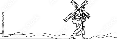 Fotografia drawing of jesus christ carrying the cross drawn continuous line