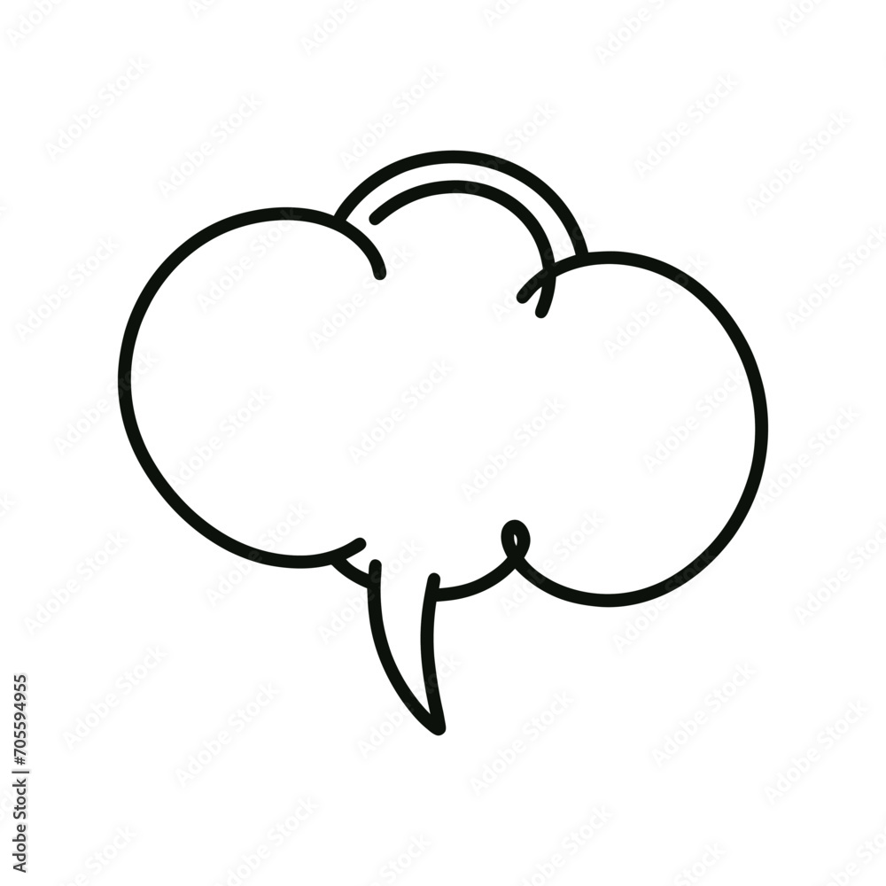 one line cloud of speech communication. Vector illustration.