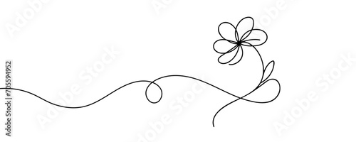 The flower is drawn as a continuous line. Vector illustration