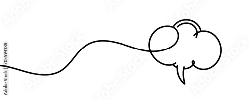 one line cloud of speech communication. Vector illustration.