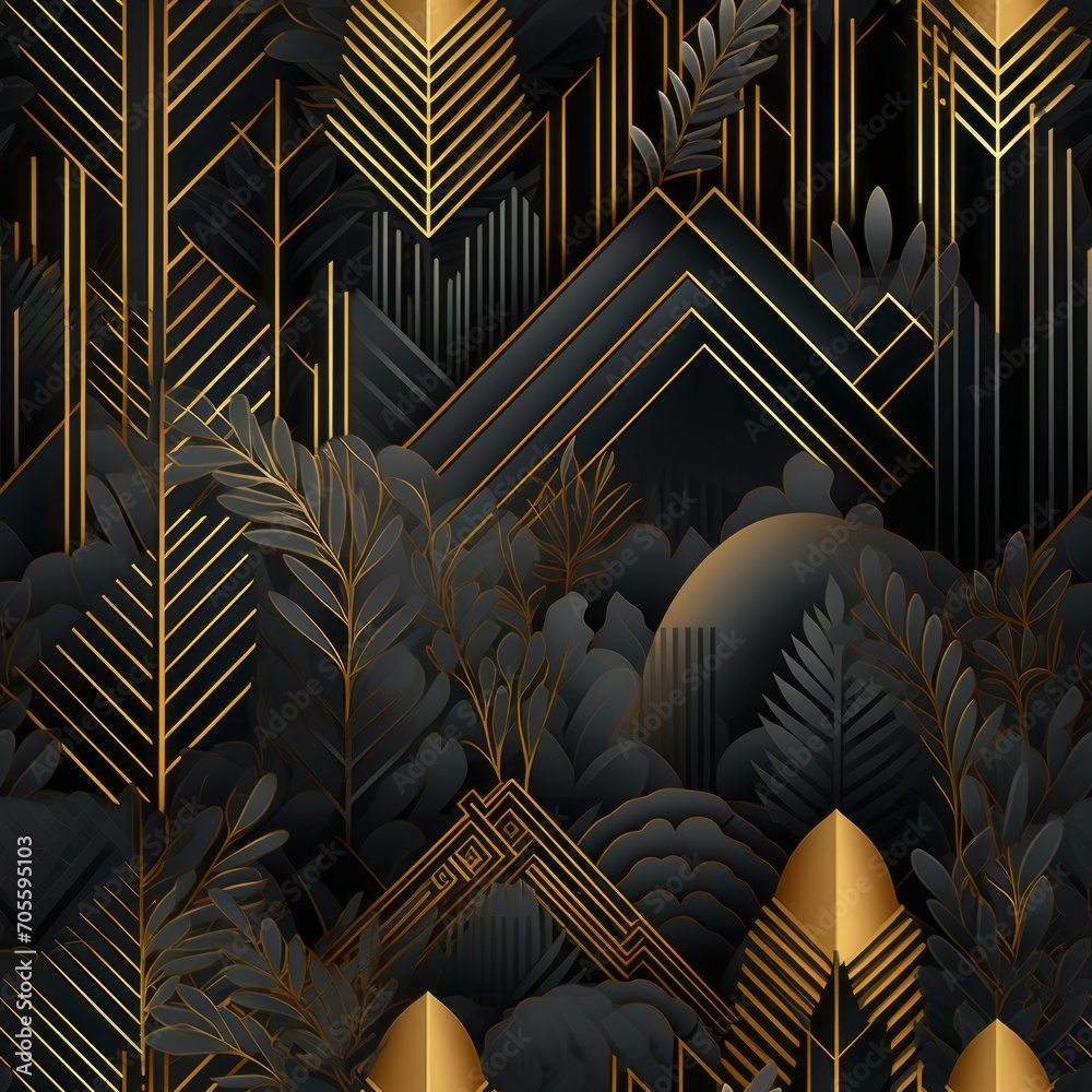 Fototapeta premium Golden pattern vectors with abstract geometric shapes and trendy textures for design projects