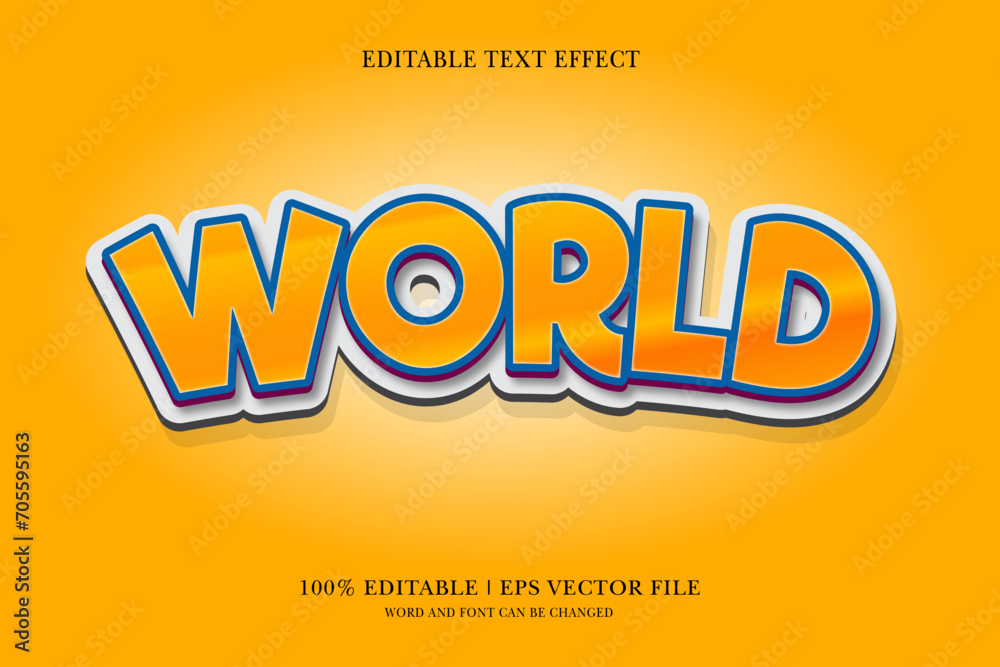 World editable 3d text effect for vector illustration