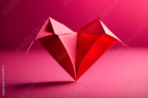 An abstract illustrations of an origami heart shaped symbols of love for Happy Women's, Mother's, Valentine's Day, birthday greeting card design. For copy space, wallpaper, wall art