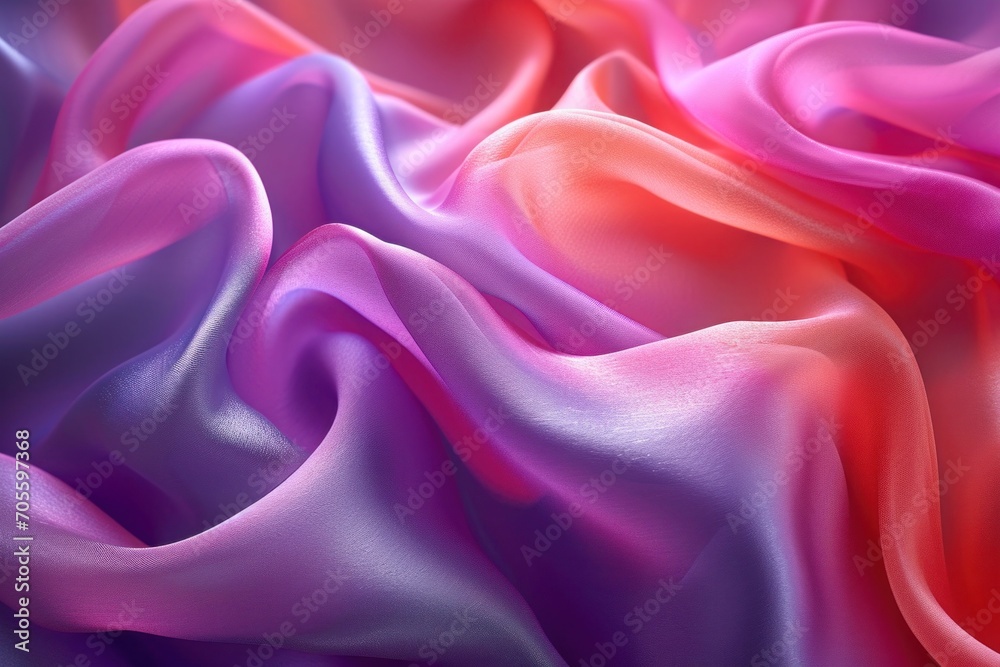 Obraz premium Ribbons of satin and silk textures in a seamless loop, Elegant undulating ribbons of satin in a vibrant abstract design, background