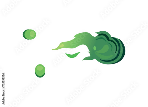 Green venom of set. This illustration captures the paradoxical allure of a green venomous cloud of smoke, with its vibrant colors drawing in while hinting at danger. Vector illustration.