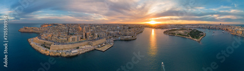 Malta- Aerial view of Valletta old town- capital city of the Island of Malta in the Mediterranean sea photo