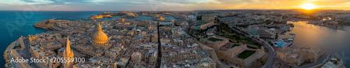 Malta- Aerial view of Valletta old town- capital city of the Island of Malta in the Mediterranean sea photo