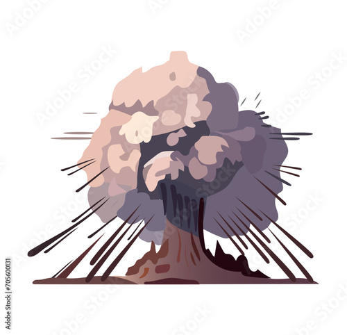 Volcano of colorful set. The cartoon-style portrayal of this volcanic eruption adds a touch of whimsy to the destructive force of nature it depicts. Vector illustration.