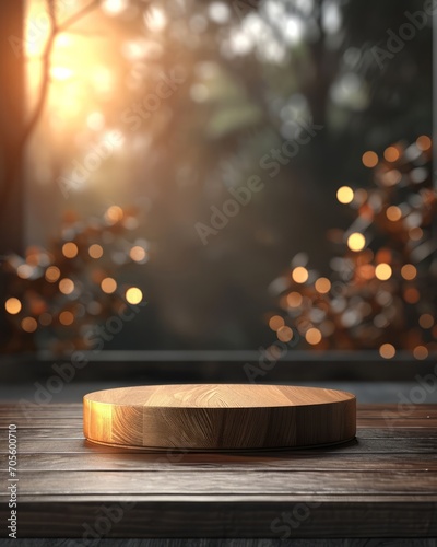 a wooden table with a blurred background