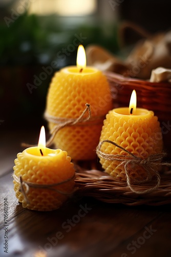 Handmade valentine candles in beeswax