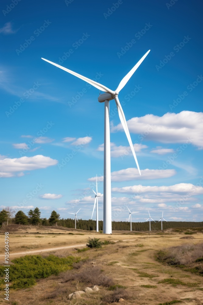 Fototapeta premium Wind turbine against blue sky