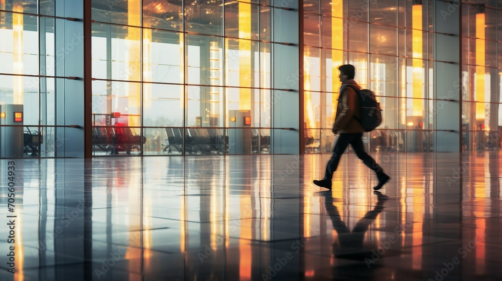 Vibrant City Life at Blurred Airport - Urban Commuters in Fast Motion, Modern Transportation Hub with Energetic Atmosphere Vibrant City Life at Blurred Airport - Urban Commuters in Fast Motion, Modern Transportation Hub with Energetic Atmosphere