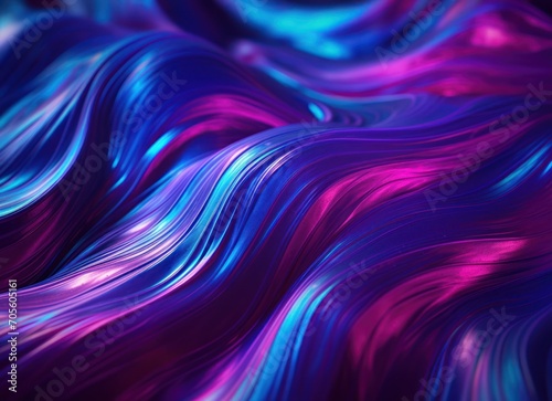 Fluid neon chrome waves background