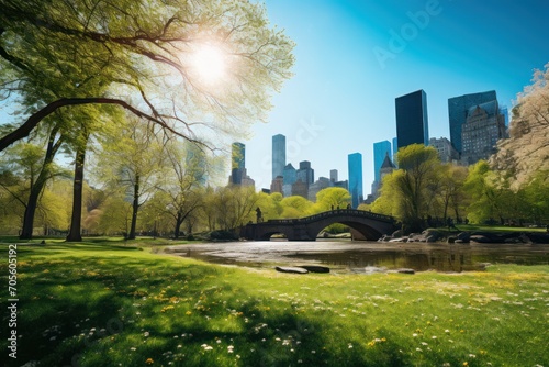 Central park at sunny day photo
