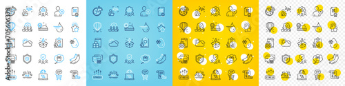 Vector icons set of Delete user, Mobile inventory and Voice wave line icons pack for web with Engineering team, Gift dream, Medical prescription outline icon. Vip shopping, Ole chant. Vector