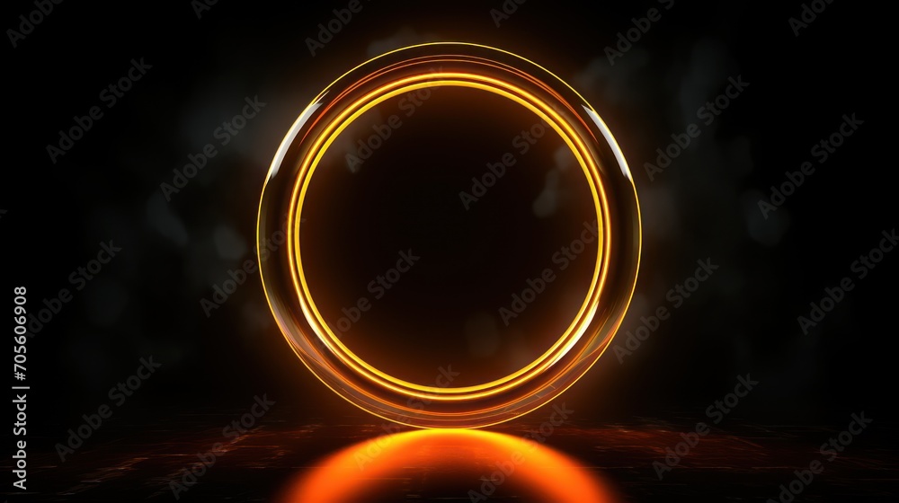 Orange and yellow neon light user icon. Vibrant colored technology symbol, isolated on a black background.