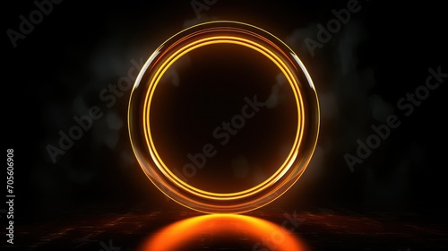 Orange and yellow neon light user icon. Vibrant colored technology symbol, isolated on a black background.