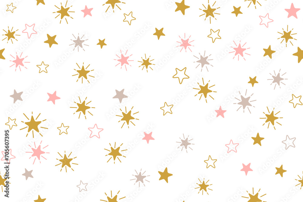 Stars childish vector seamless pattern graphic design. New Year gift wrapping pattern. Stars childish vector seamless pattern graphic design. New Year gift wrapping pattern.