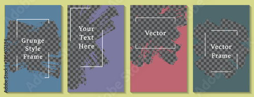 Brush stroke painted frame social media story post template set.