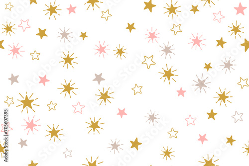 Stars childish vector seamless pattern graphic design. New Year gift wrapping pattern.