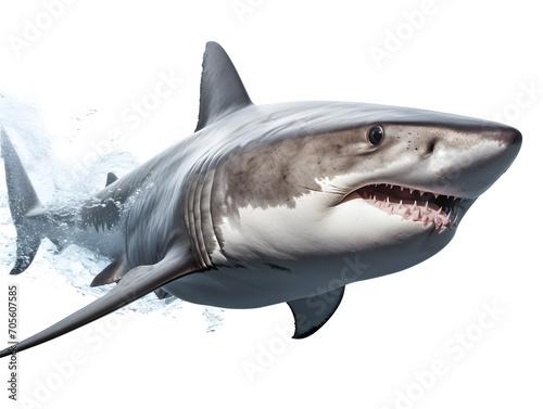 Great white shark. Realistic illustration of a predatory fish. Edited AI illustration.