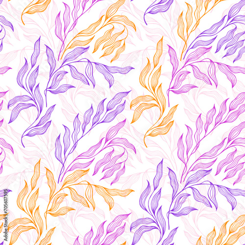 Lovely stylized tree leaves endless pattern. Organic foliage summer motif.