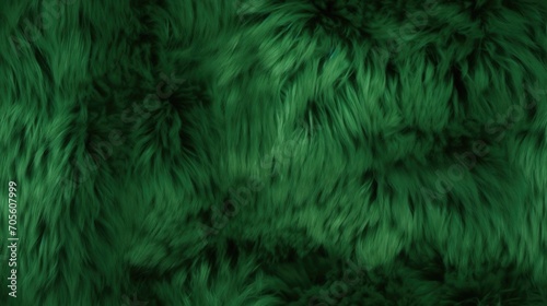 Green colored fake fur seamless pattern. Repeated background of fluffy texture.