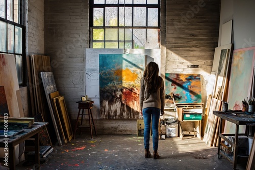 Female atelier standing in studio  © Straxer