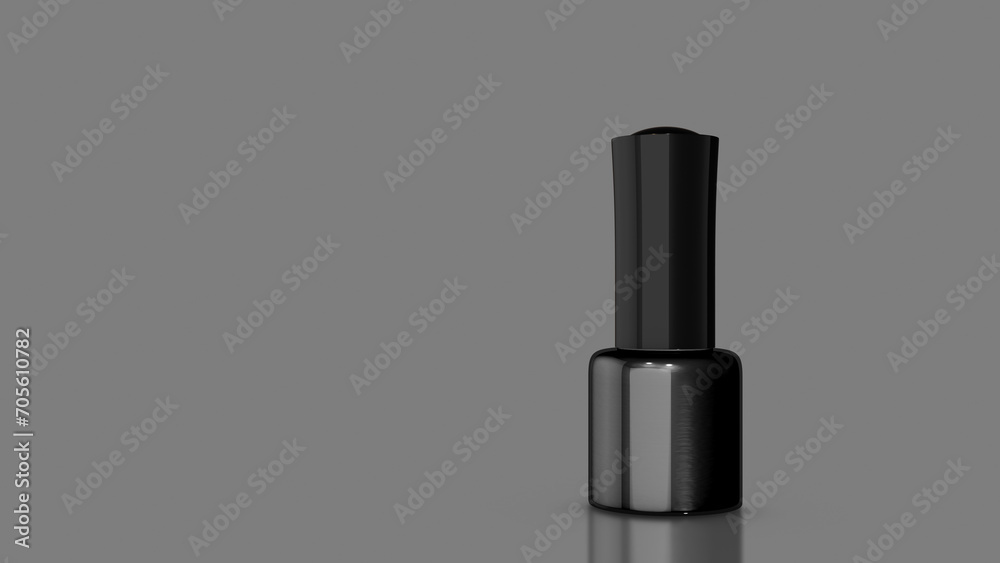 Obraz premium Black nail polish bottle against a sphere background 