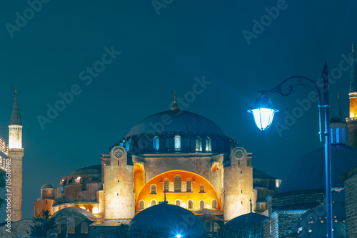 Hagia Sophia or Ayasofya Mosque. Visit Istanbul concept background.