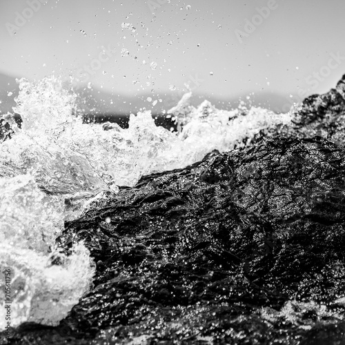 wave splashing on the rocks