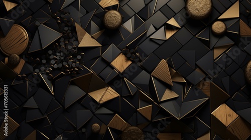 Black and Gold Luxury Wood Veneer Mosaics photo