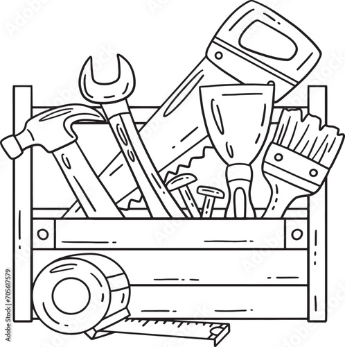 Construction Tool Box Isolated Coloring Page 