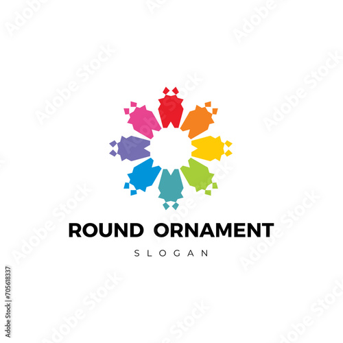 Round ornament networking people logo